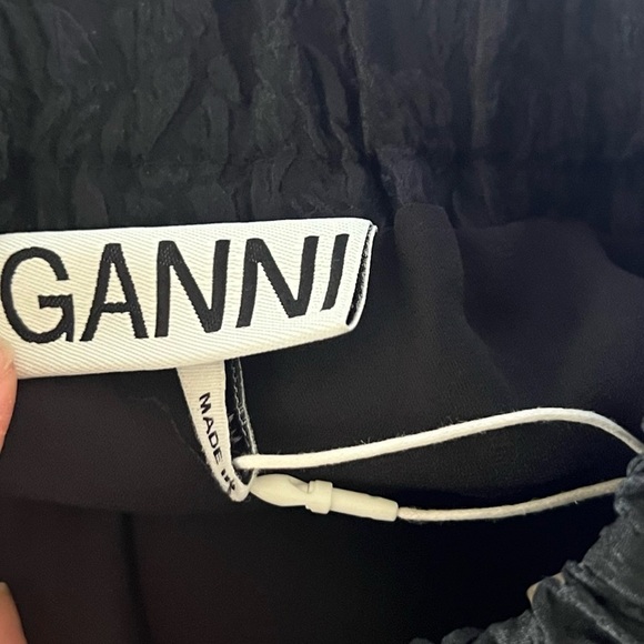 Ganni Black Beaded Fringe Organza Jacquard Mini Skirt NWT Size EU 36 - Picture 7 of 11